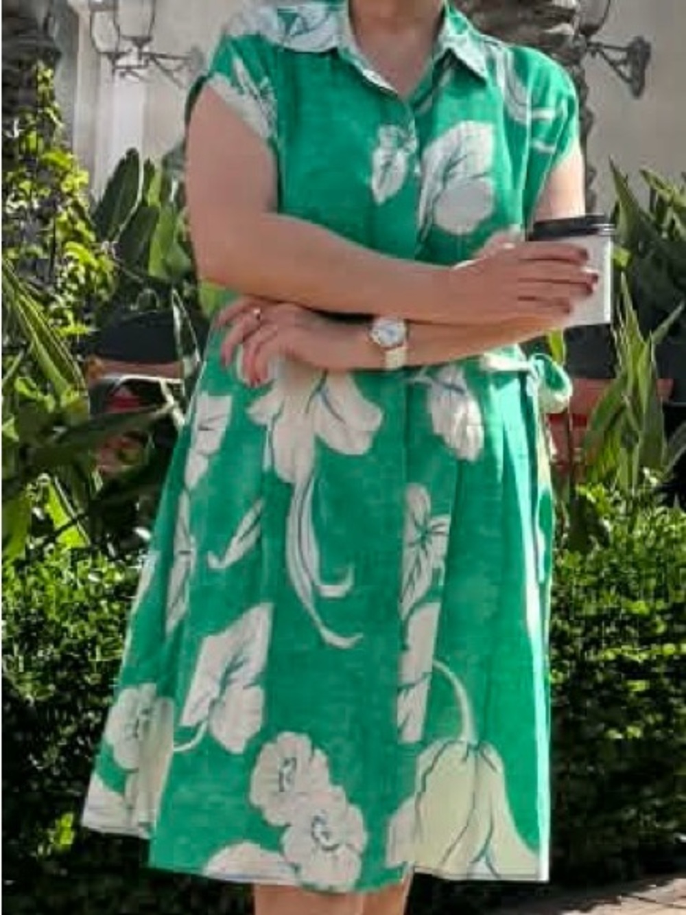 Mango Teal Floral Tie-Waist Midi Dress